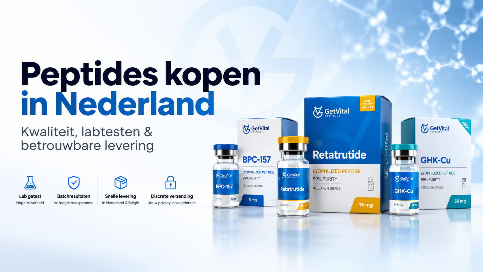 Peptides kopen in Nederland – labgeteste research peptides van Get Vital