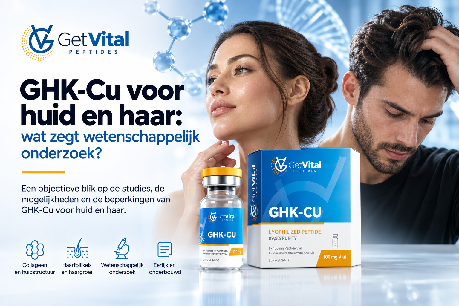 GHK-Cu voor huid en haar – wetenschappelijk onderzoek naar copper peptides